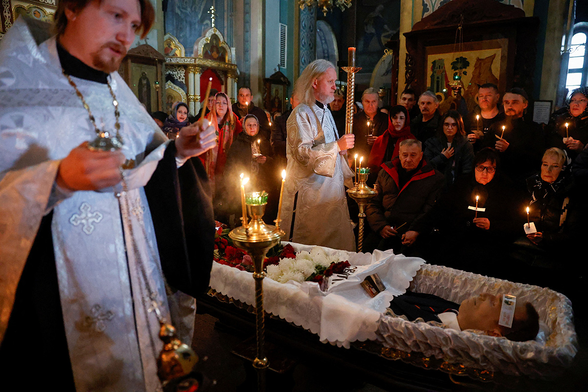 Панихида и церемония прощания с российским оппозиционным политиком Алексеем Навальным в церкви «Утоли моя печали» в Москве, Россия, 1 марта 2024 года.Фото: Reuters